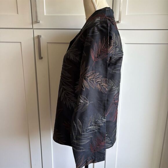 French Laundry Women's M Silk Black Beaded Embroidered Blazer Career Jacket - Picture 7 of 8